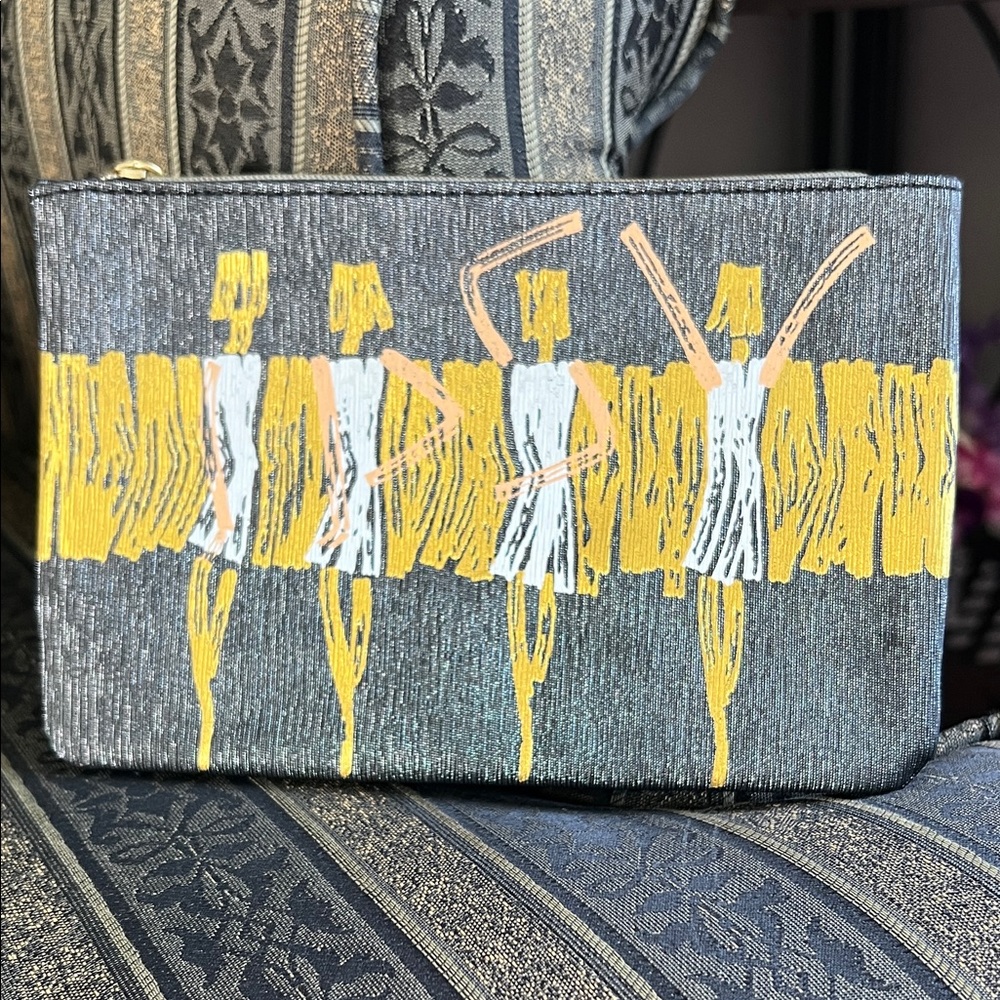 Ipsy Black and Gold Textured Makeup Case, Purse Organizer